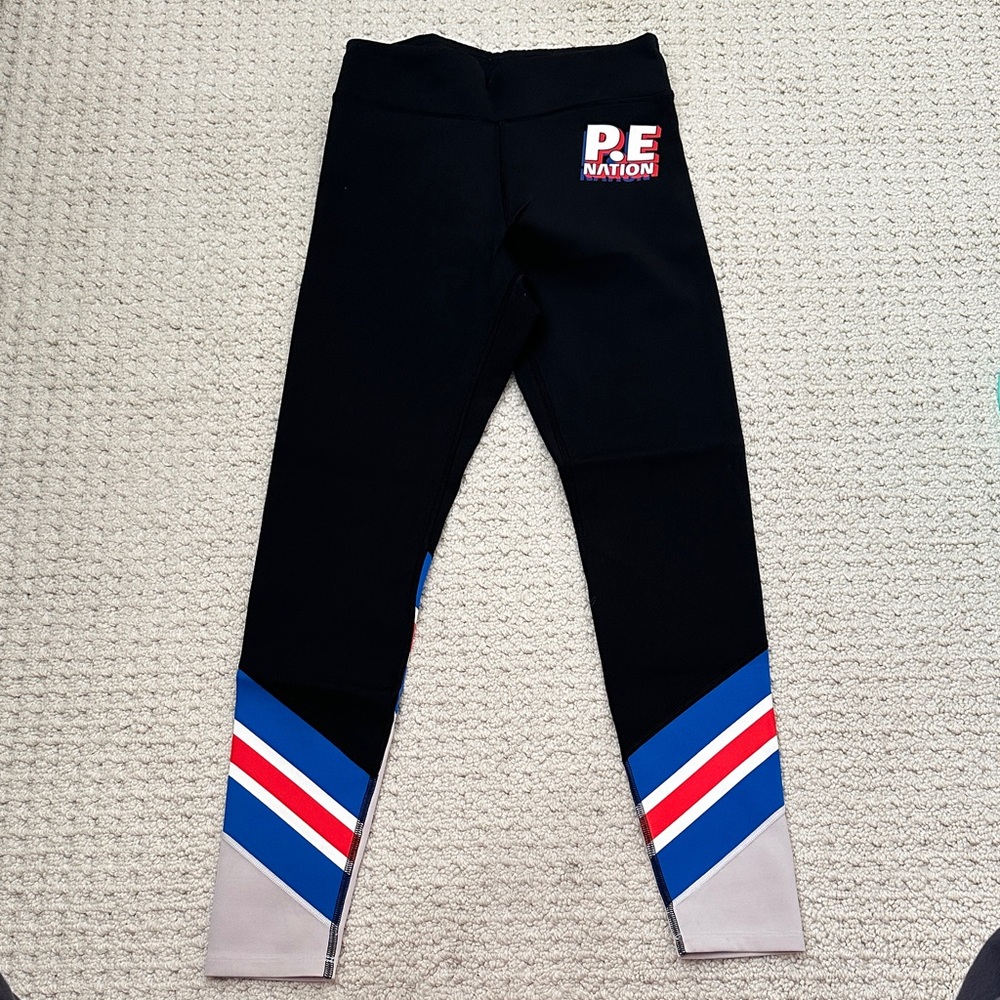 P.E Nation Athletic Leggings with Diagonal Stripe Design